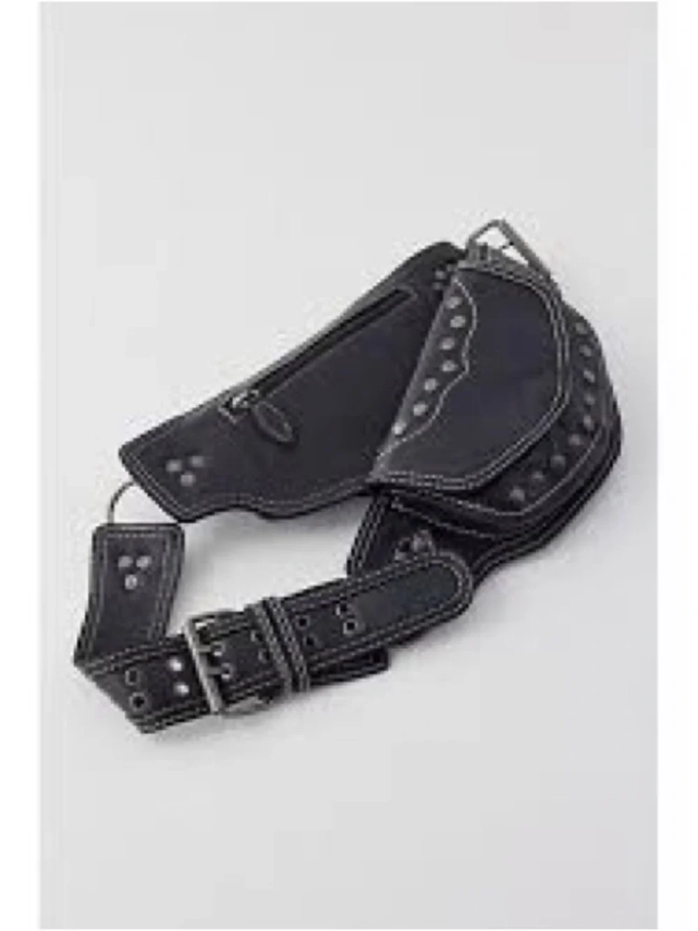 Urban Outfitters dark brown/Black Leather Multi-Pocket Belt Bag